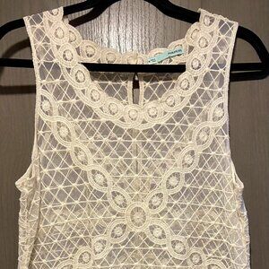 Muarices Sheer Lace Tank, Sz. M